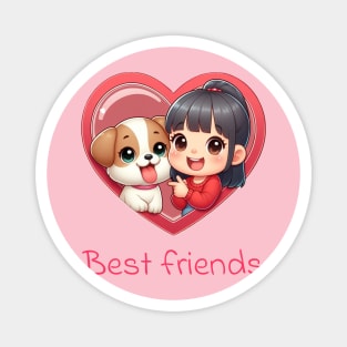 Puppy & Girl - Best friends Magnet